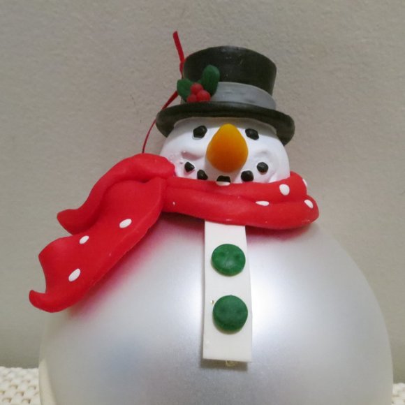 Snowman Christmas Tree Ornament 4.5" Globe Vintage Mercury Glass Department 56 - Picture 3 of 9